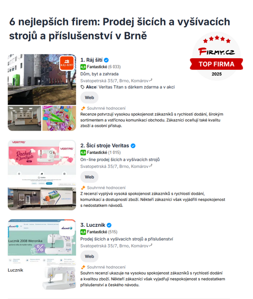 Ocenění Firma roku 2025 pro Ráj šití