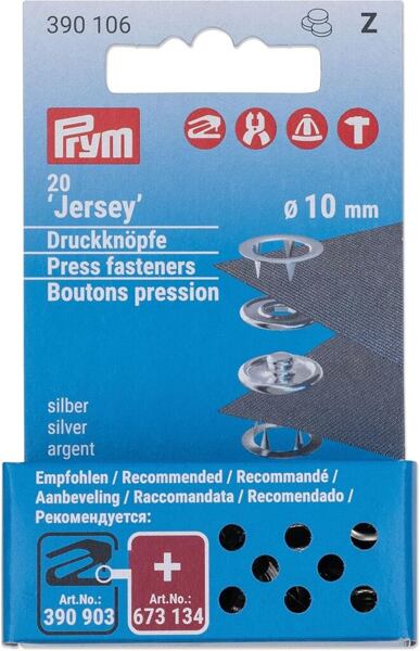 Nýtovací stiskací knoflíky Jersey o průměru 10 mm - značka Prym