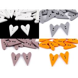 Dřevěný dekorační knoflík srdce (10ks)