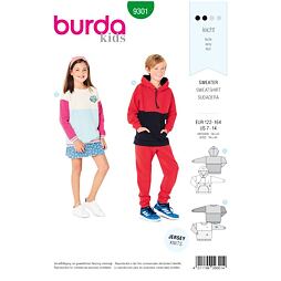 Střih Burda zelený 9301 - dětská mikina