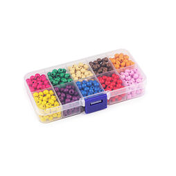 Sada dřevěných korálků v boxu - barevná (600 ks)
