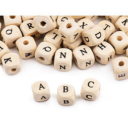 Dřevěné korálky - kostky s písmeny