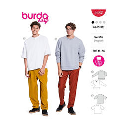 Střih Burda červený 5682 - pánská mikina, pánské splývavé tričko
