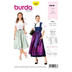 Střih Burda žlutý 6268 - krojové šaty, zástěra, halenka