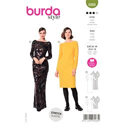 Střih Burda zelený 6068 - pouzdrové šaty s výstřihem na zádech, plesové šaty