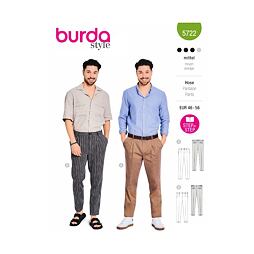 Střih Burda zelený 5722 - pánské kalhoty, kalhoty se sklady