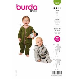 Střih Burda zelený 9235 - overal, kombinéza pro miminka