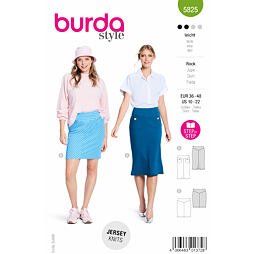 Střih Burda zelený 5825 - úzká sukně s tvarujícím pasem, mini sukně
