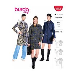 Střih Burda červený 5854 - košilové šaty, džínové šaty