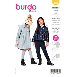 Střih Burda žlutý 9268 - dětský vlněný kabát