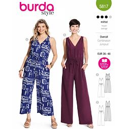 Střih Burda zelený 5817 - overal se zkříženými ramínky