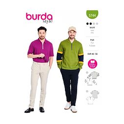Střih Burda zelený 5744 - pánská mikina se stojáčkem, polo tričko na zip