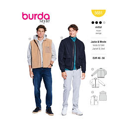 Střih Burda žlutý 5681 - pánská bunda bluzón na zip, vesta