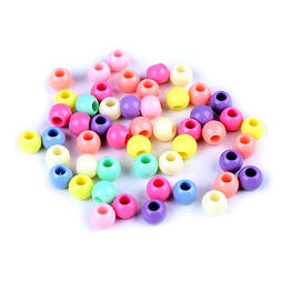 Plastové korálky s velkým průvlekem 50ks (ø 10mm) - mix
