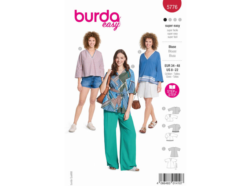 Střih Burda červený 5776 - tunika, volná halenka