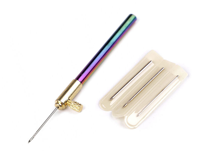 Jehla pro ruční vyšívání Aari (rukojeť + 3 jehly)