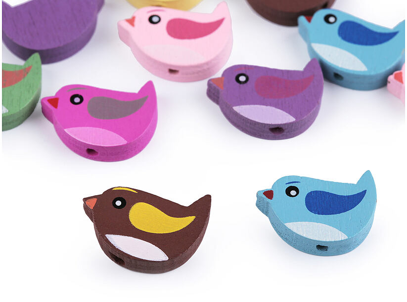 Dřevěné korálky - ptáček (20ks)