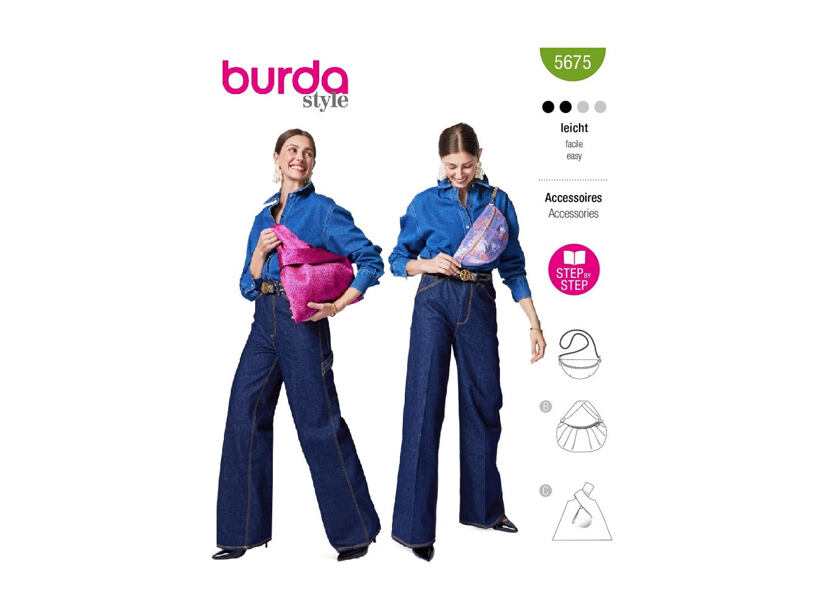Střih Burda zelený 5675 - kabelka přes rameno, taška