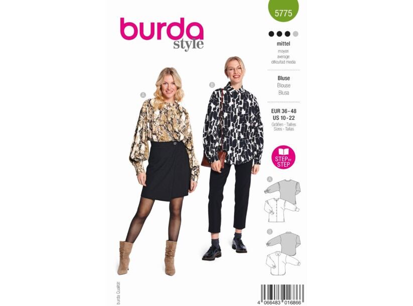 Střih Burda zelený 5775 - košile, halenka se skrytým zapínáním