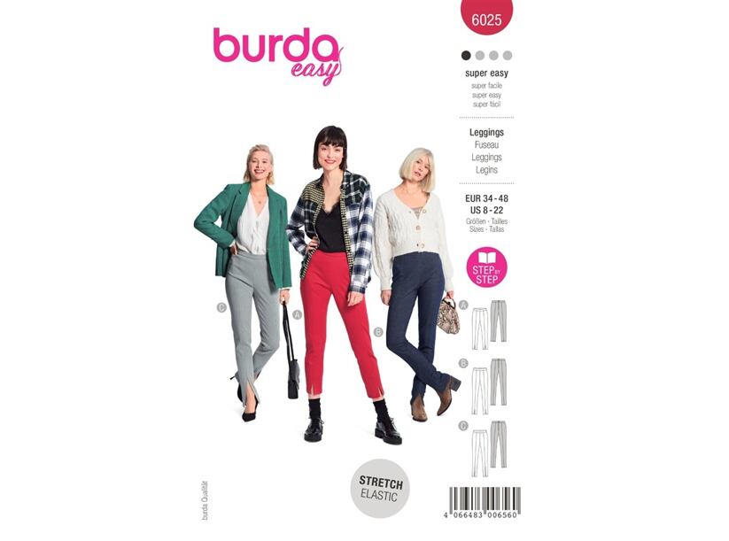 Střih Burda červený 6025 - legíny