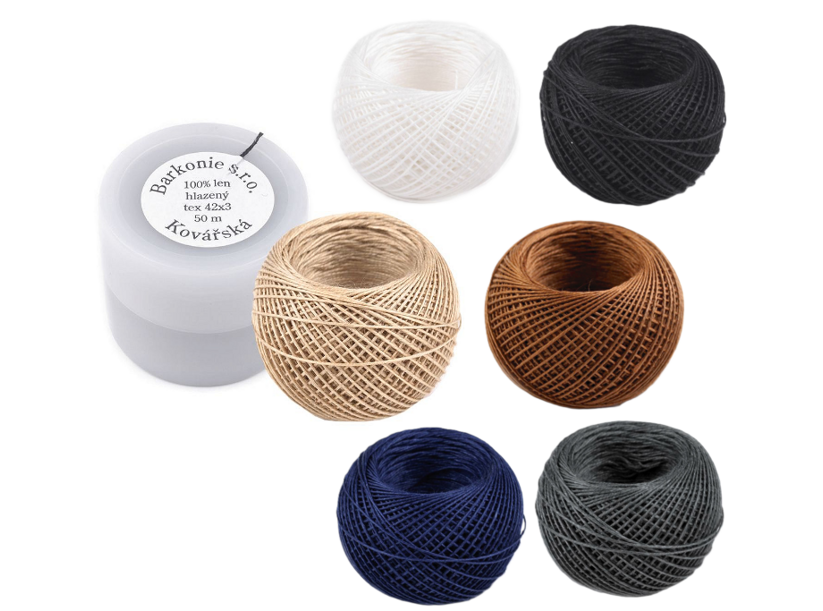 Lněná šicí nit (50m) v pouzdře