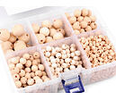 Sada dřevěných korálků v boxu - přírodní (1100ks)